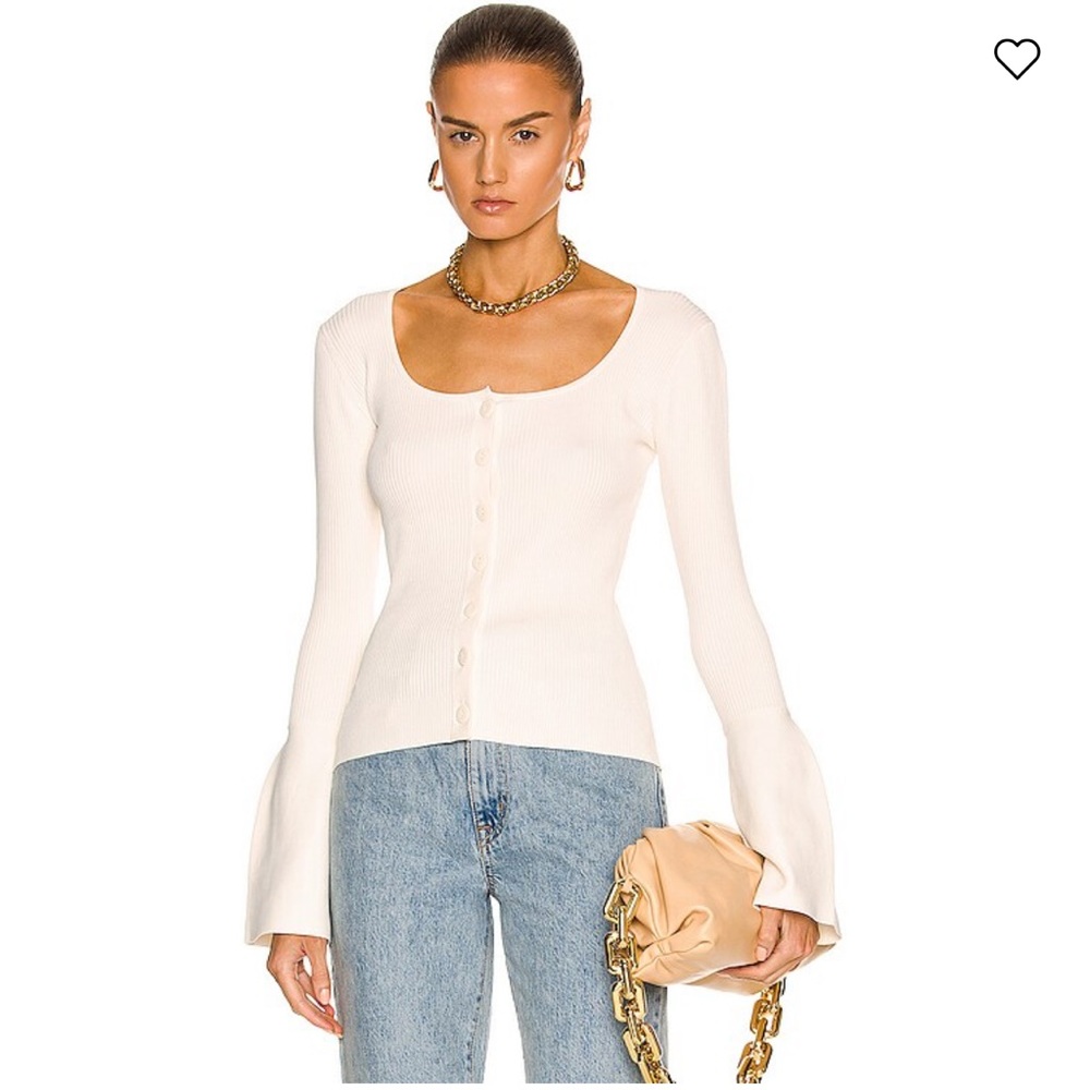ALEXIS FAITH CARDIGAN IN PEARL, SIZE MEDIUM
